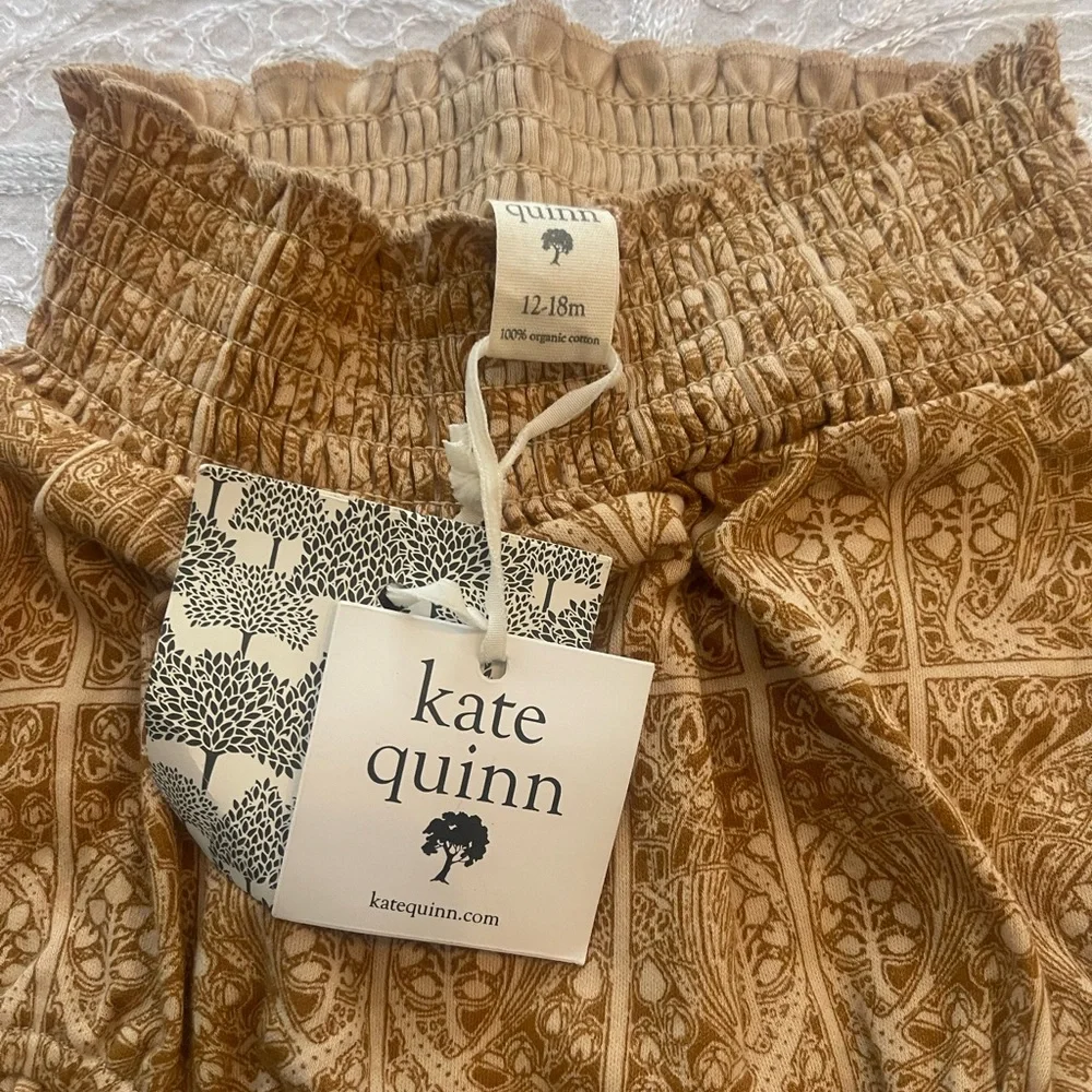NWT Darling Kate Quinn Tan Gold Patterned Baby Bloomers Sz 12-18M